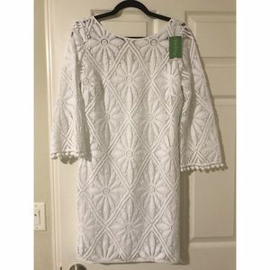 NWT White Lilly Pulitzer Dress w. Pom Pom Sleeves
